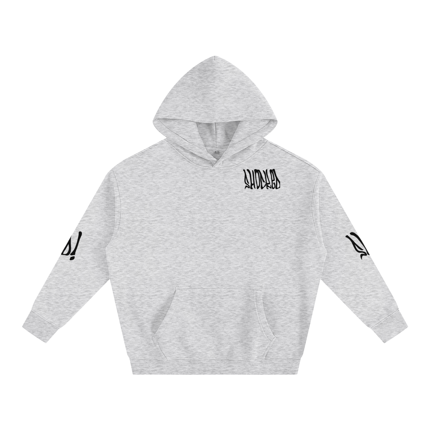 Shocked Moto Oversized Fleeced Hoodie grey