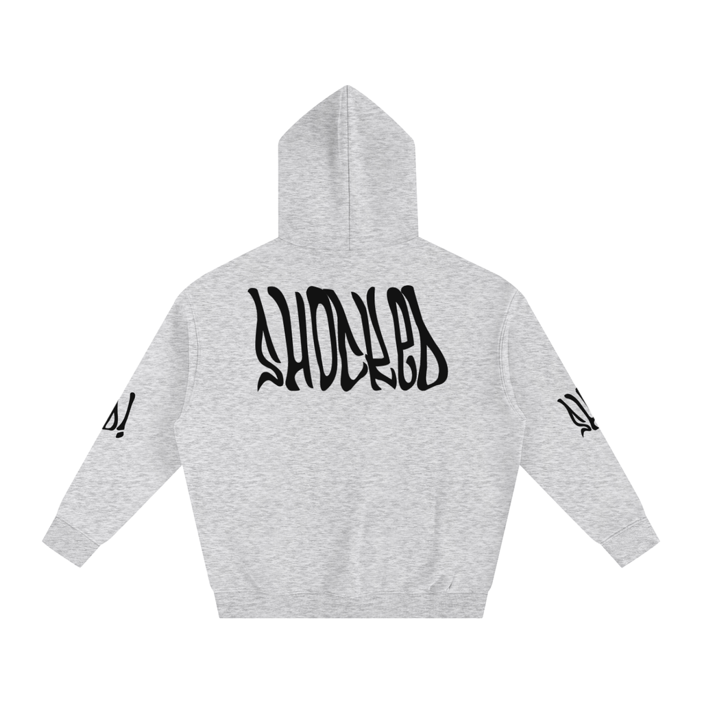 Shocked Moto Oversized Fleeced Hoodie grey